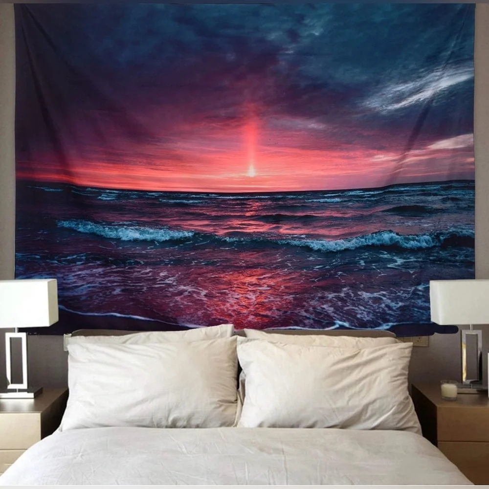 Abstract Moonlight Mountain Ocean Tapestry